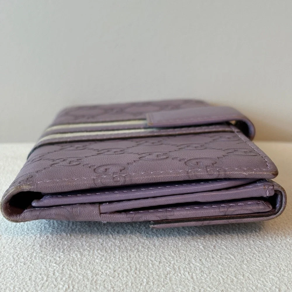 GUCCI Velvet Line Long Wallet - Lavender and grey